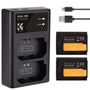 K&F Concept NP-FZ100 Dual Slot Battery Fast Charge with 2 Batteries 2280mAh, Compatible with Sony (KF28.0016)